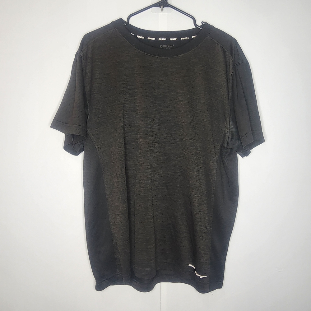 And1 Black Dri-Fit Short Sleeve Activewear Shirt, Men Large